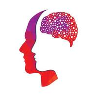 Two profiles link between them. Therapy sign. man and woman face and brain vector.