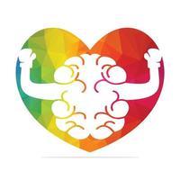 Boxing brain in heart shape logo concept design. Love brain logo vector design.