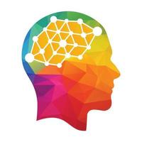 diseño de concepto de logotipo de vector de conexión de cerebro humano. idea creativa del concepto del logotipo de la cabeza humana tecno.