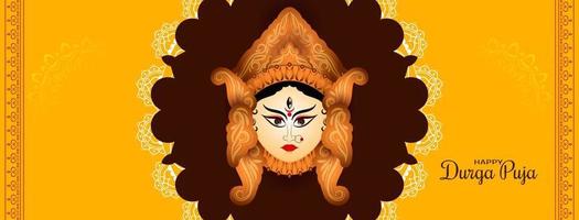 Durga Puja and Happy navratri goddess festival mythology banner design vector