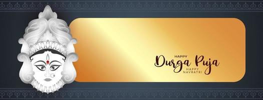 durga puja y feliz diseño de banner de mitología del festival de la diosa navratri vector