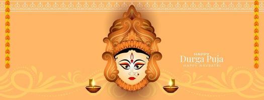 diseño de banner del festival cultural indio durga puja y feliz navratri vector