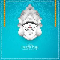 Beautiful Happy navratri and Durga puja festival celebration greeting card vector