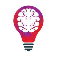 Creative brain with idea bulb lam vector. think logo vector template.