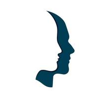 Two profiles link between them. Therapy sign. man and woman face touch vector. vector