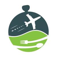 runway food logo concept design. Food Plane logo design template. vector