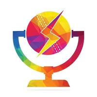 logotipo de trueno de podcast de cricket en forma de trofeo. diseño de concepto de logotipo de micrófono y pelota de cricket. vector
