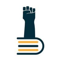Fist combination with Book Logo Design Template. Revolution book logo concept. vector