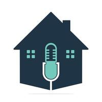 Podcast home vector logo design. Studio home logo concept design.