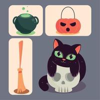 establecer gato de halloween vector