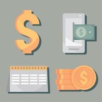 ingresos de dinero, iconos vector