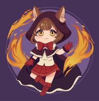 anime chibi girl in costume vector