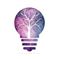 Brain tree and bulb lamp combination logo. Tree in bulb template design. vector