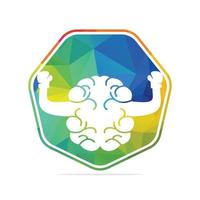 Brain boxing logo concept design. Power brain logo vector design.