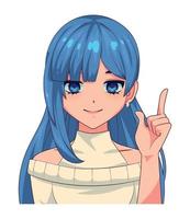 anime teen with blue hair vector