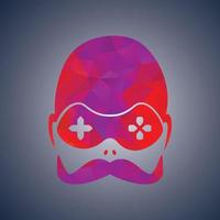 Gaming logo with Mustache. Gaming mascot vector design.