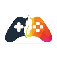 pluma de joystick o logotipo del controlador de dispositivo. diseño del logotipo del juego, icono del joystick del juego. vector