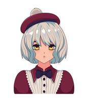 anime girl with cap vector