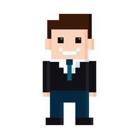 businessman pixel 8 bit vector