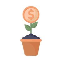 saving and investing money, plant profit vector