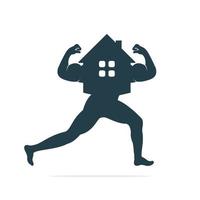 Muscular arm and house vector logo design. Strong construction compony logo.