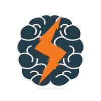 Thunder Brain combination logo vector design. Brain bolt vector template.