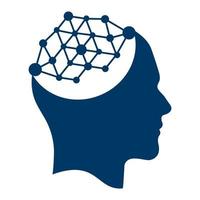 diseño de concepto de logotipo de vector de conexión de cerebro humano. idea creativa del concepto del logotipo de la cabeza humana tecno.