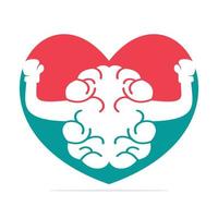 Boxing brain in heart shape logo concept design. Love brain logo vector design.