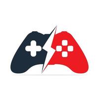 vector de logotipo de juego de relámpago. combinación de logo de joystick con trueno.