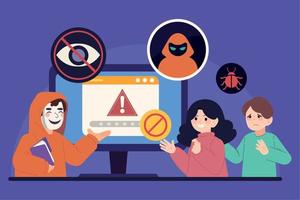 people and cyber fraud vector