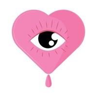 eye in heart 90s modern vector