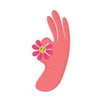 mano con flor 90s moderno vector