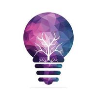 Brain tree and bulb lamp combination logo. Tree in bulb template design. vector