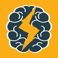 Thunder Brain combination logo vector design. Brain bolt vector template.