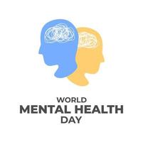 World Mental Health Poster Background Simple Vector Template Illustration to Raise Awareness about Mental Health in October