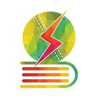 diseño del logotipo del vector del trueno de la bola de críquet. logotipo vectorial del club de cricket con diseño de rayo.