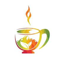 vector de diseño de logotipo de café de montaña. diseño de plantilla de logotipo de montaña de café.