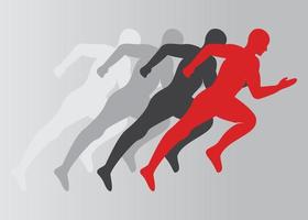 Corredor de grupo y diseño vectorial del logotipo de maratón. símbolo vectorial de hombres corriendo. vector