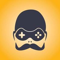 logotipo de juego con bigote. diseño de vector de mascota de juego.