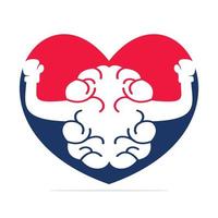 Boxing brain in heart shape logo concept design. Love brain logo vector design.