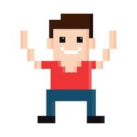 happy man pixel 8 bit vector