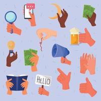 hands gestures icons vector