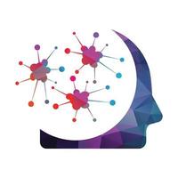 Human head and Neuron vector template design. Mind logo concept.
