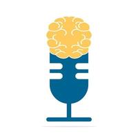 Brain podcast logo design. Broadcast entertainment business logo template vector illustration.