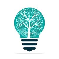 Brain tree and bulb lamp combination logo. Tree in bulb template design. vector