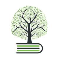 Book Tree Vector Template Design. Educational Tree On Book Template..