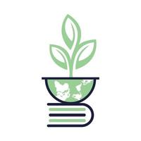 Earth book logo design concepts. Green School Logo Vector Template Design Illustration.