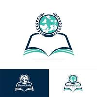 Education badge logo design. Global book education design logo template. vector