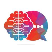 Brain Chat Logo Design Template. Mind with chat symbol. vector