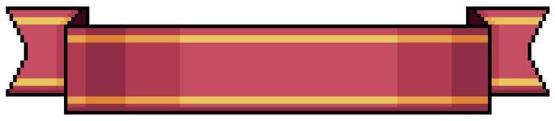 Pixel art red and gold stripe. Red tape vector icon for 8bit game on white background